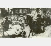 Обоз с зерном &ndash; фронту [1942-1944?]. Фото Л. Шишкина